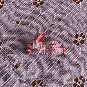 Pink Crystal Bunny Brooch